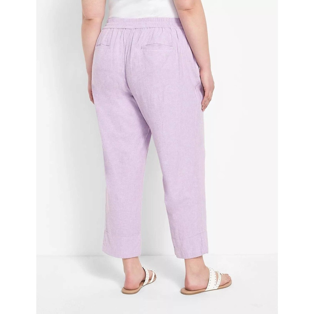 NWT Lane Bryant Linen Blend Slim Ankle Pant Lavender Purple Plus Size 28 H14453 - Picture 7 of 14